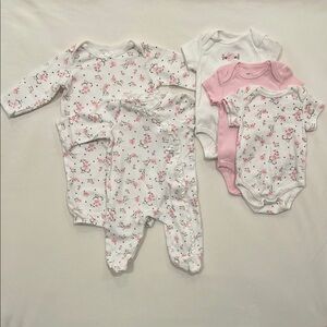 Little Me Floral and Pink Kids One Piece Set
